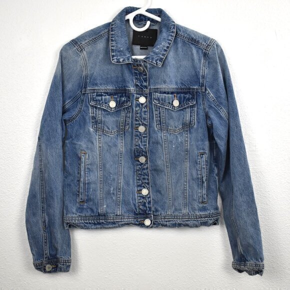 Blank NYC Distressed‎ Jean Jacket Size X-Small Color Blue Gently Used Condition - Picture 2 of 5